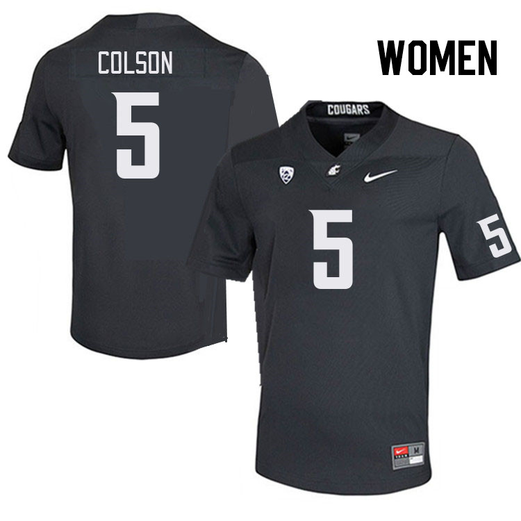 Women #5 Jamorri Colson Washington State Cougars College Football Jerseys Stitched Sale-Charcoal - Click Image to Close
